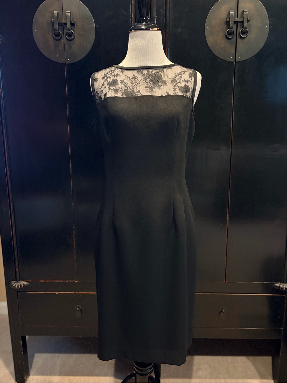 Donna Ricco Black Lace Yoke Sheath Dress